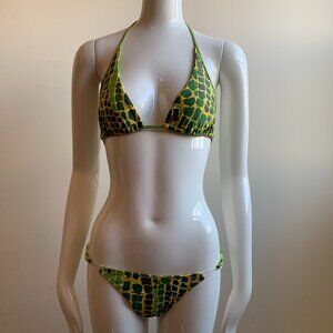 Sauvage california green crocodile print triangle top bikini